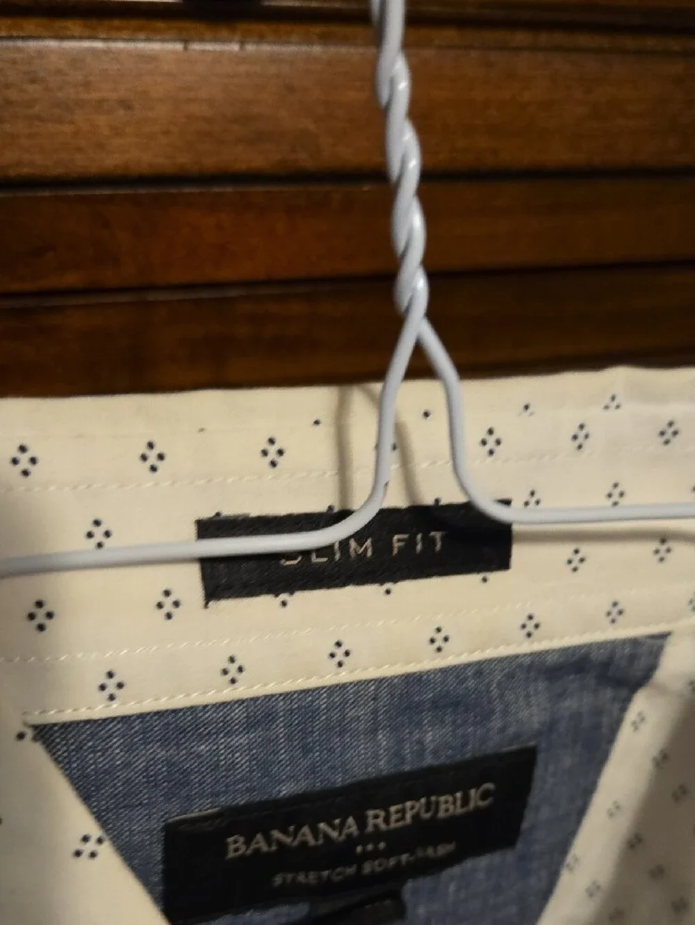 Banana Republic White Short-Sleeve Button-Down Shirt with Mini Geometric Print